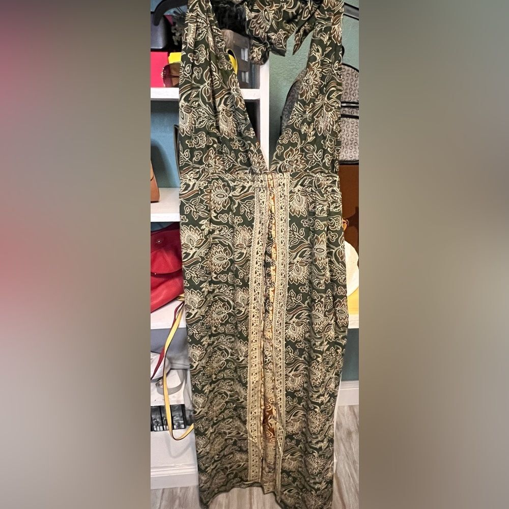 RAGA Green and Cream Maxi Dress